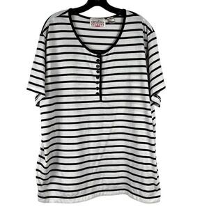 Carolina Colours Plus Striped 1/4 Button Tee Shirt 20